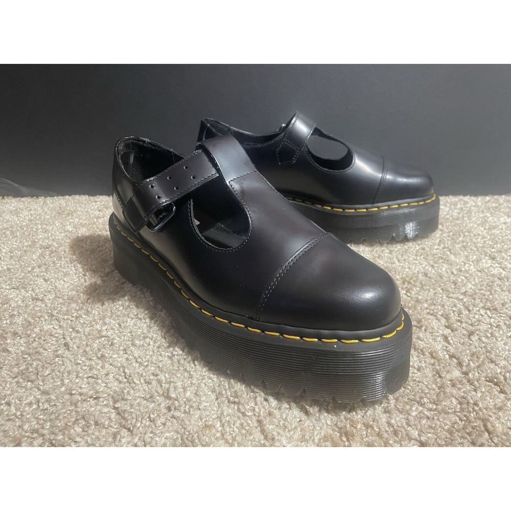 Dr Martens Bethan Mary Jane T Bar Smooth Leather Chunky Shoes Sz‎ 10 NWOT